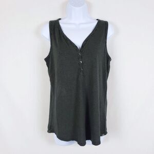 Prana Green Striped Henley Tank Top Womens M Green Fairy Grunge Goblincore